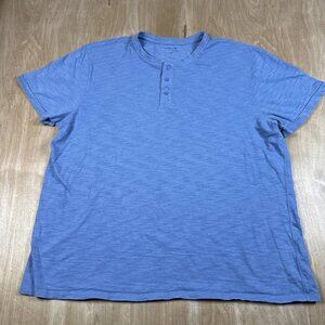 Vince Mens 100% Cotton Blue Short Sleeve Henley Tee Size 2XL